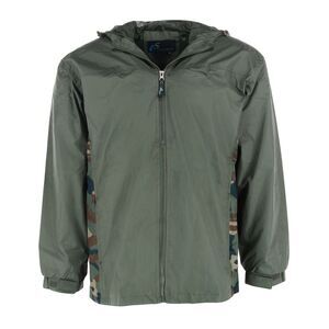 I5 Apparel Men's Hooded Windbreaker Rain Jacket with Camo Side Panel